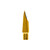 Profile view of a gold-colored saxophone mouthpiece with a black tip and central slit displayed on a flat surface.