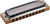 A Hohner 532BX Blues Harp harmonica with a metallic cover plate engraved with the text 'BLUES HARP M.S.' and a logo on the left side. The harmonica features a wooden comb and ten numbered holes from 1 to 10 visible along the bottom edge.