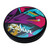 Zildjian practice pad with a round shape and vibrant graffiti-style design in purple, blue, yellow, and red, featuring bold white 'Zildjian' text across center.