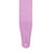 Close-up of Levy's Pastel Series pink leather guitar strap with textured surface, edge stitching, embossed 'L' logo, and strap-button hole.