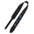 Levy's Sunbird Series black guitar strap with embroidered stars, blue crescent moon, orange suns, and padded comfort section.