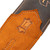 Detail of the Levy's "L" logo on the end of the Levy's Sunbird Series guitar strap.