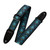 Levy's Hootenanny Series guitar strap featuring a colorful blue and yellow floral pattern on a dark background, with black leather ends and an adjustable buckle for length customization.