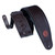 Levy's Signature Legacy Series leather bass guitar strap in dark brown, featuring black underside padding, adjustable slots with buckle, and a circular embossed logo on one end.