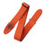Orange leather guitar strap with suede backing featuring a Levy's "L" logo on one end and a plastic adjustment ring for adjusting the strap length.