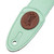 Detail image of the strap end and Levy's "L" logo on the Levy's Tri-Glid Series Leather and Suede Guitar Strap.