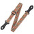 Levy's cork ukulele strap with a colorful chevron pattern, black leather ends, and adjustable black buckle.