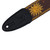 Detail of the black strap end on the Levy's Sun Motif Series guitar strap.