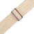Close-up of Levy's MH8P-NAT beige woven guitar strap featuring a rectangular metal buckle on textured hemp fabric.