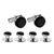 two Black and Silver cufflinks with four black and silver studs.