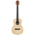 Front view of a baritone ukulele with a light-colored solid spruce top, dark fingerboard, and mahogany headstock, photographed on a white background.