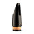 Backun Vocalise R bass clarinet mouthpiece with cork tenon, shown in an angled side view with the tip opening visible.