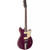 Angled front view of a burgundy electric guitar with two cream P‑90 pickups, cream pickguard, and a metal tailpiece.