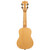 Rear view of a Kala Bamboo Soprano Ukulele made from natural solid bamboo, showing the smooth back, bamboo neck, and slotted headstock.