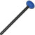 A close-up of a black rubber mallet with a blue tip against a white background.
