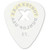 A close-up of a white Dunlop Tortex Flex X guitar pick with ".73" marked on it.
