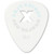 A close-up of a white Dunlop Tortex Flex X guitar pick with "1.00mm" engraved on it.