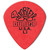 A red Dunlop Tortex Jazz III guitar pick with "L3" marking against a white background.