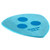 A light blue guitar pick with three holes and "Dunlop U.S.A." printed on it.