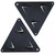 Two black triangular wall mounts with holes on a white background.