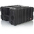 A black Gator Pro Series rack case with wheels on a white background.