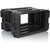 A black Gator Pro Series rack case with wheels and open interior.