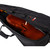 A cello inside an open black Gator Largo Series lightweight cello bag with multiple pockets and a handle.