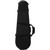 A black violin case with padded interior and shoulder strap, designed for a 3/4 size instrument.