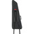 A black Fender guitar gig bag with red logo strap, shown from the back with straps and handle visible.