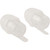 Clear earplugs with pick-shaped keychains against a white background.