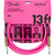 A coiled pink cable with leopard print connectors against a pink Fender Joe Strummer packaging background.