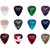 A collection of colorful Fender heavy guitar picks arranged neatly against a white background.