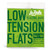 A package of LaBella low tension flatwound electric bass guitar strings with specifications clearly displayed on a green background.
