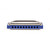 A blue Hohner PentaHarp harmonica with silver accents against a white background.