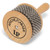 Close-up of an LP Latin Percussion Afuche/Cabasa with a wooden handle and metallic beads.