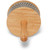 A close-up of an LP Latin Percussion Cabasa with metal beads on a wooden base.