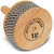 A close-up of an LP Latin Percussion Cabasa with metal beads on a wooden base.