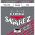 A close-up of Savarez Alliance Corum classical guitar strings packaging with branding and specifications.