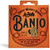 A LaBella banjo string package with orange background and musical imagery.