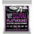 A package of Ernie Ball Slinky flatwound electric guitar strings with specifications visible on the label.