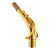 Three-quarter angled view of a gold-lacquered Yamaha Custom V1 alto saxophone neck against a solid white background. The neck features a natural cork end, a sleek octave key assembly with the round Yamaha emblem, and a detailed engraving reading "Custom V1" just above the brass joint tenon.