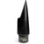A side profile view of a glossy black alto saxophone mouthpiece, showcasing the steep, precise angle of its beak and the fine gold accent ring above the shank where the "Select Jazz" text is printed.