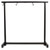 An empty, square-shaped tabletop gong stand made of black metal tubing against a plain white background. The stand features two small hanging hooks underneath the top bar and two flat feet at the base for stability.
