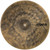 Overhead, top-down view of a circular Sabian Stratus Dry Crash cymbal, showing its dark, heavily hammered raw bronze finish and the black "STRATUS Dry Crash" logo printed on the right side.