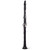 Full-length back view of the Backun Alpha A Student Clarinet with a mouthpiece featuring a matte black synthetic body and polished silver-plated keys.