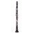 Full-length front view of the Backun Alpha A Student Clarinet featuring a matte black synthetic body and polished silver-plated keys.