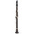 Full-length back view of the Backun Alpha A Plus grenadilla clarinet with mouthpiece, silver-plated keys and an integrated Left-Hand Eb lever.