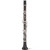 Full-length front view of the Backun Alpha A Plus grenadilla clarinet with silver-plated keys and an integrated Left-Hand Eb lever.