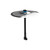 Perforated metallic crash cymbal mounted on a black support strut with a top blue securing cap and bottom adjustment knob.