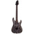 Full front view of Schecter C-1 Standard electric guitar in Charcoal Satin finish with dual humbuckers and 24 frets.